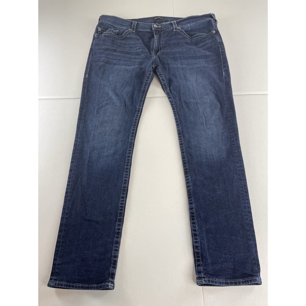 True Religion Rocco Relaxed Skinny Jeans Mens 42X33 Blue Pockets Stretch